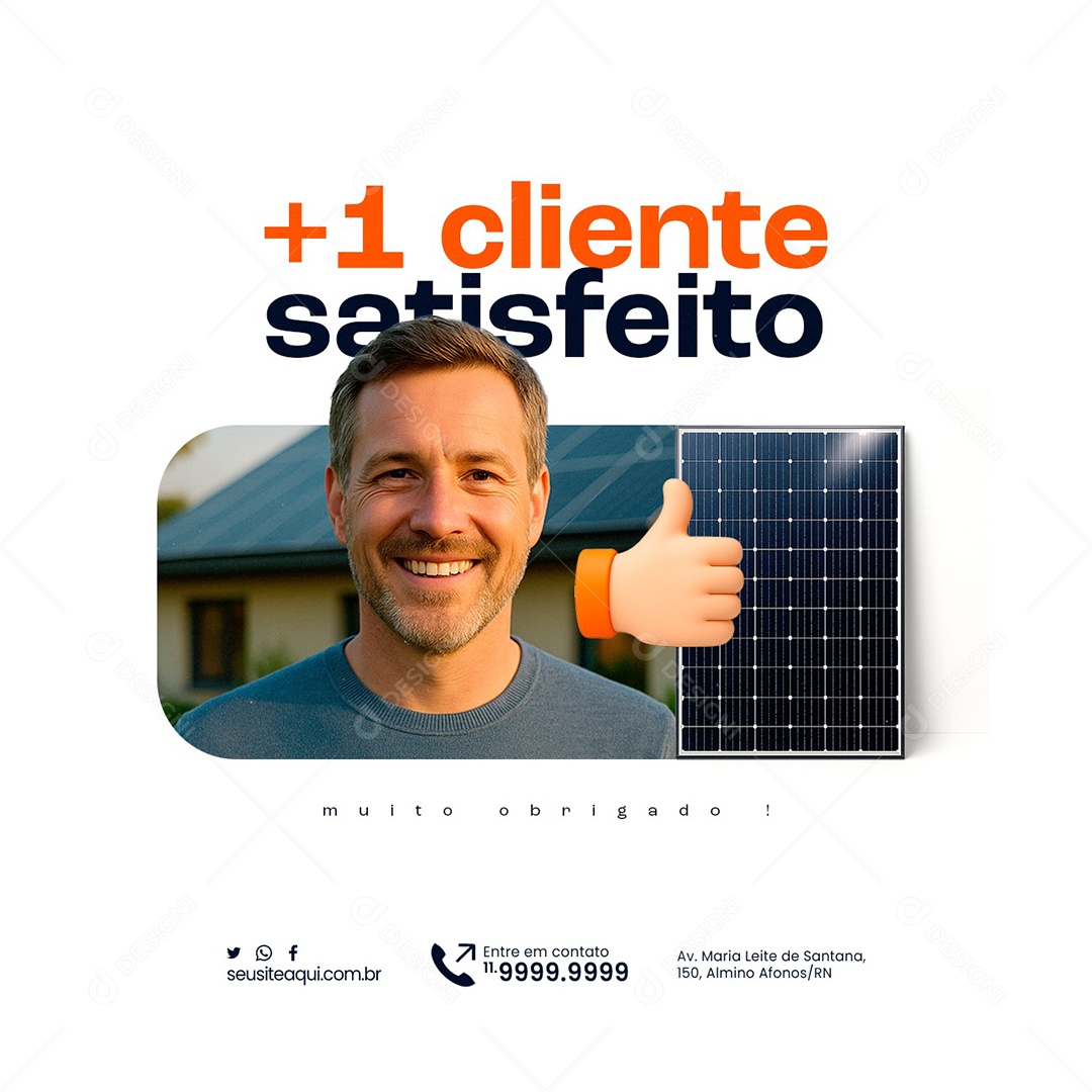 Energia Solar Mais Um Cliente Satisfeito Social Media PSD Editável