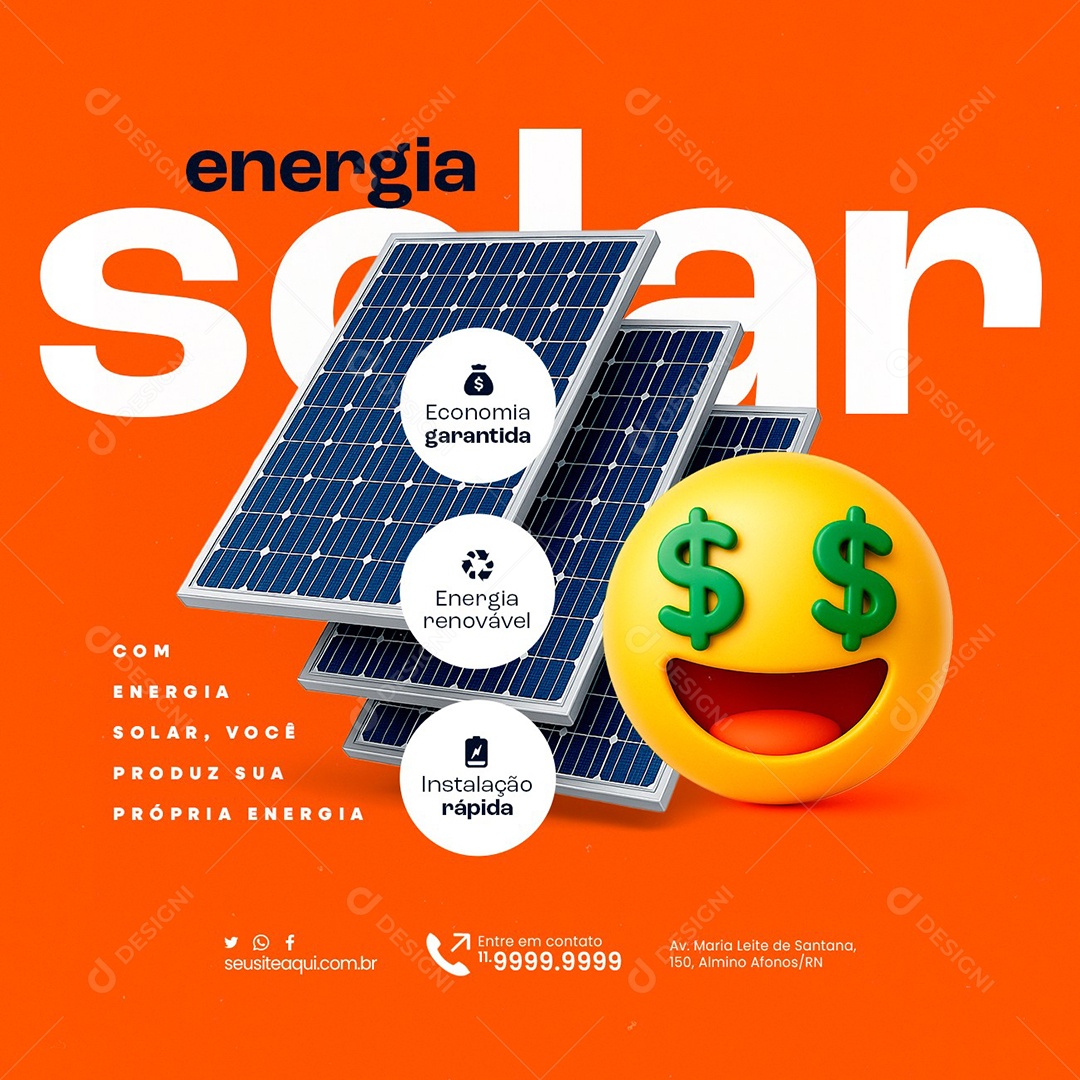 Energia Solar Você Produz sua Própria Energia Social Media PSD Editável