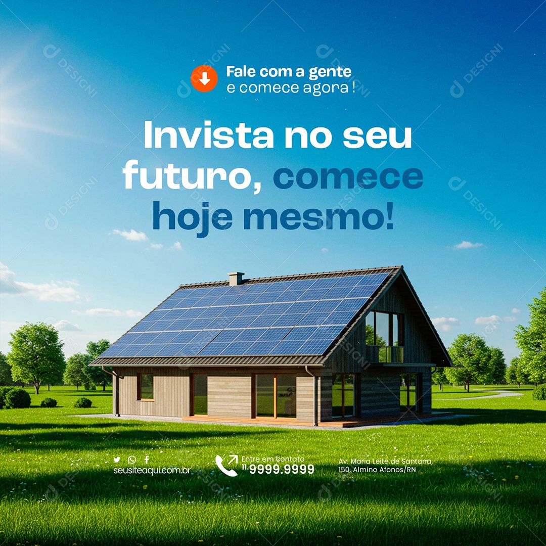 Energia Solar Invista no Seu Futuro Social Media PSD Editável