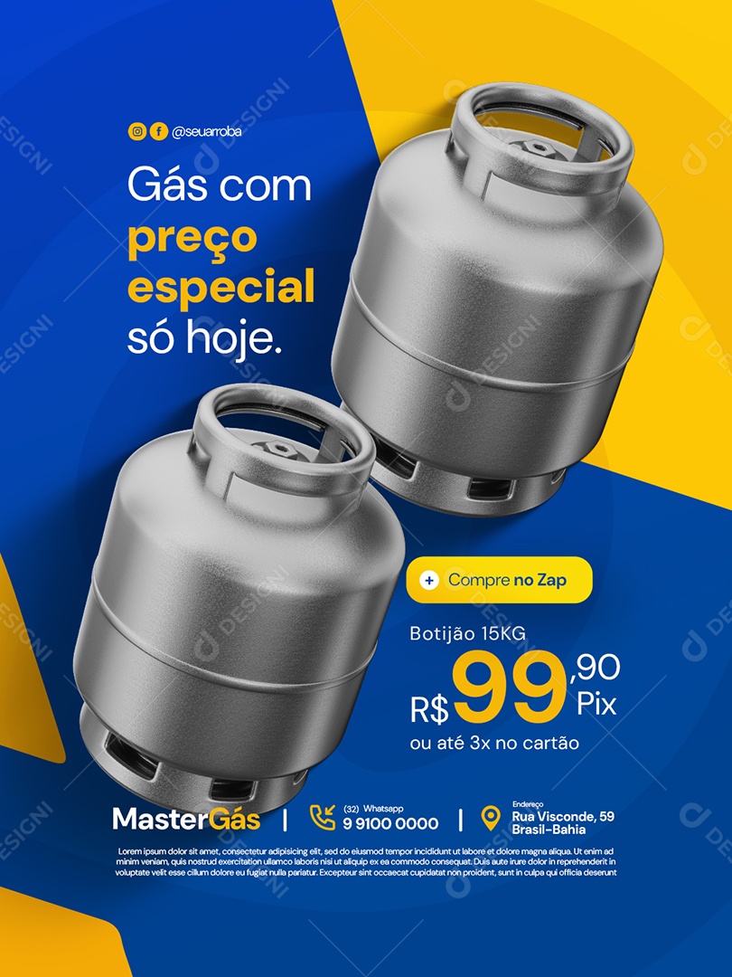 Distribuidor de Gás Preço Especial Social Media PSD Editável