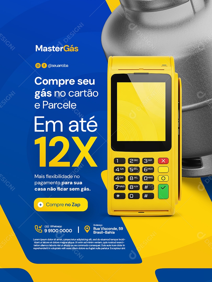 Distribuidor de Gás Compre seu Gás no Cartão Social Media PSD Editável