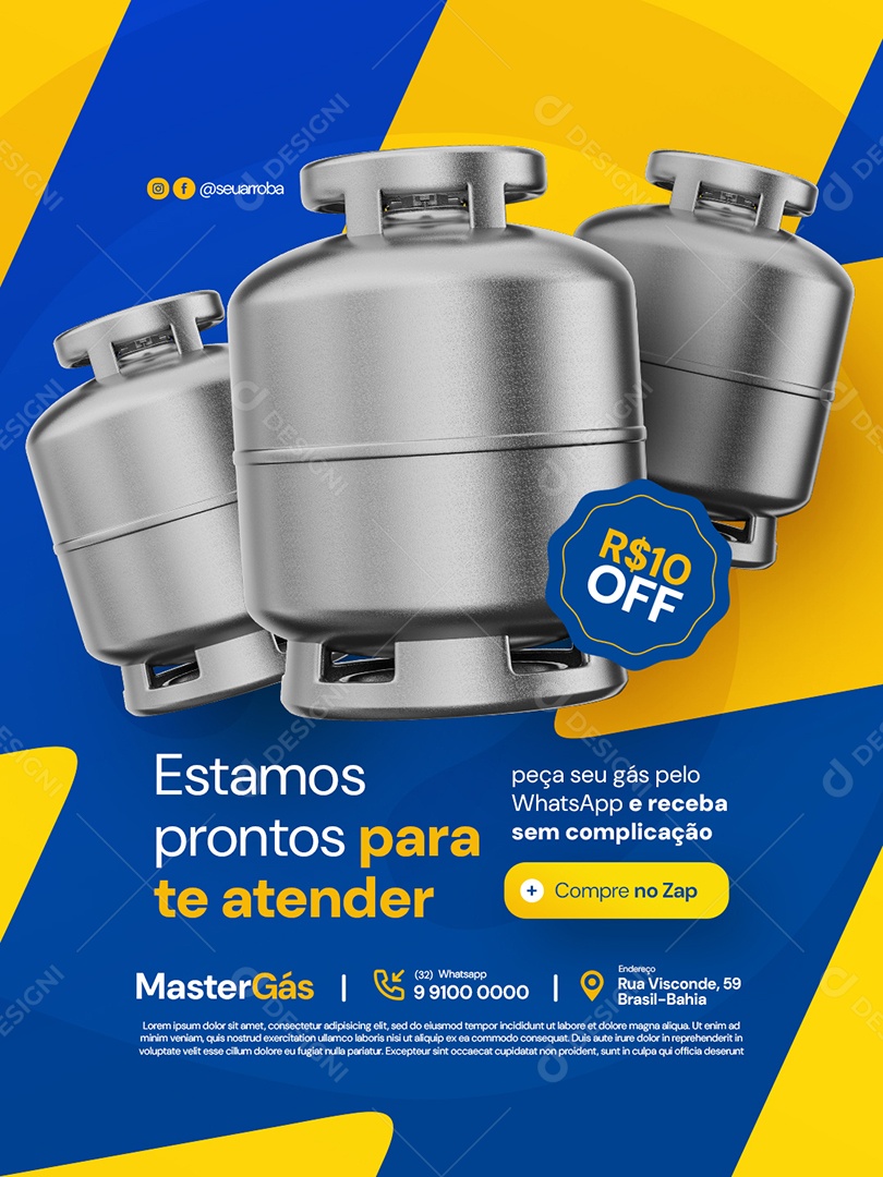 Distribuidor de Gás Estamos Prontos para Te Atender Social Media PSD Editável