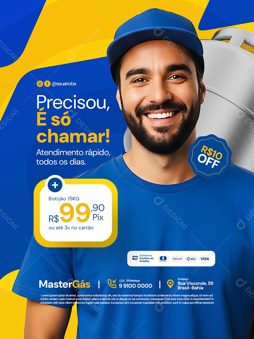 Distribuidor de Gás Precisou é Só Chamar Social Media PSD Editável