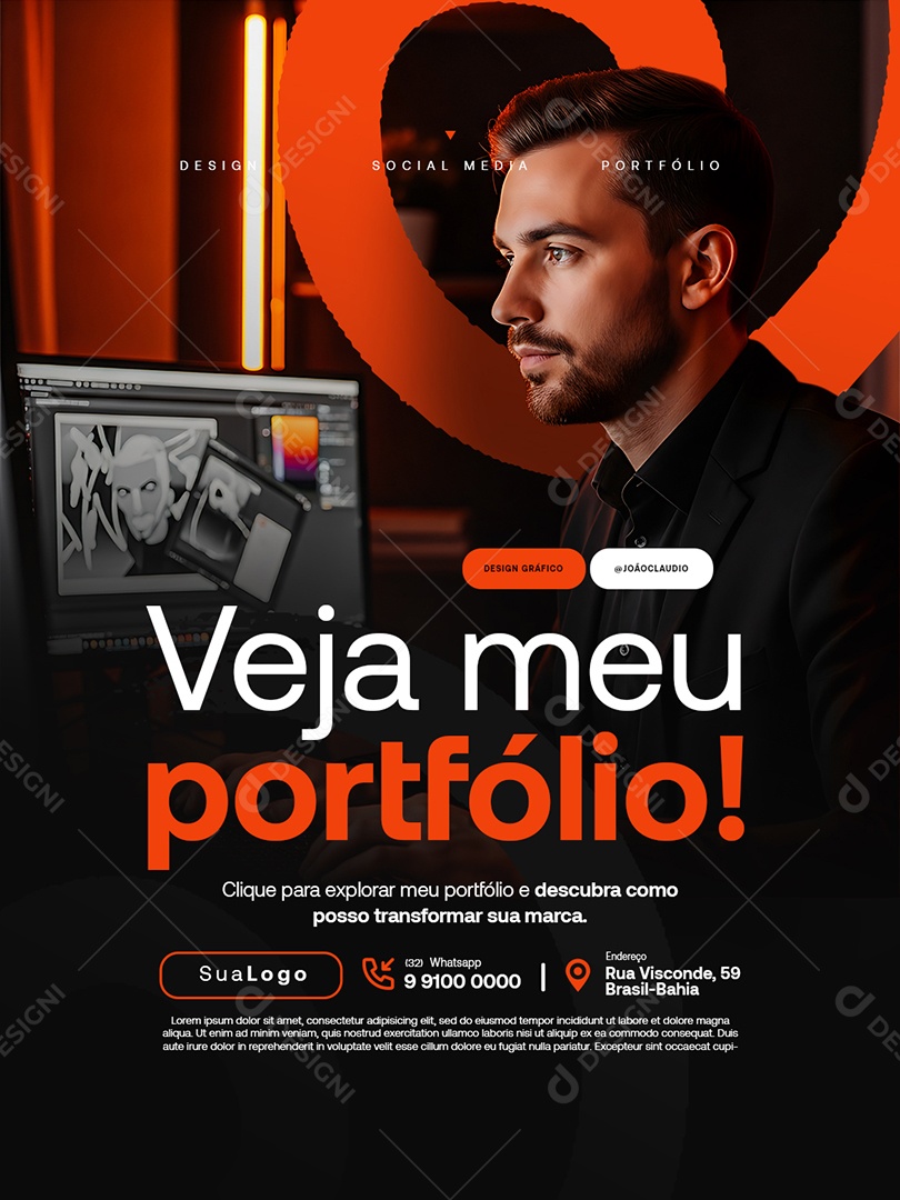 Designer Gráfico Veja Meu Portfólio Social Media PSD Editável