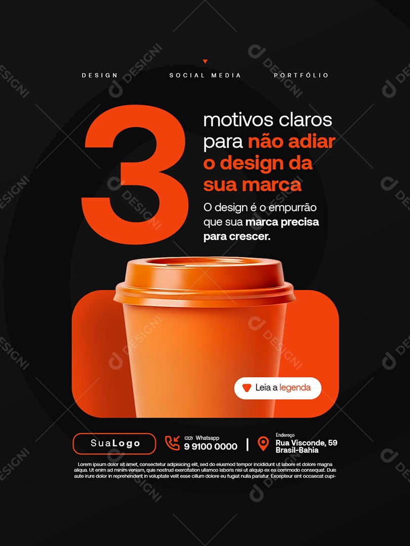 Designer Gráfico Três Motivos Claros Social Media PSD Editável