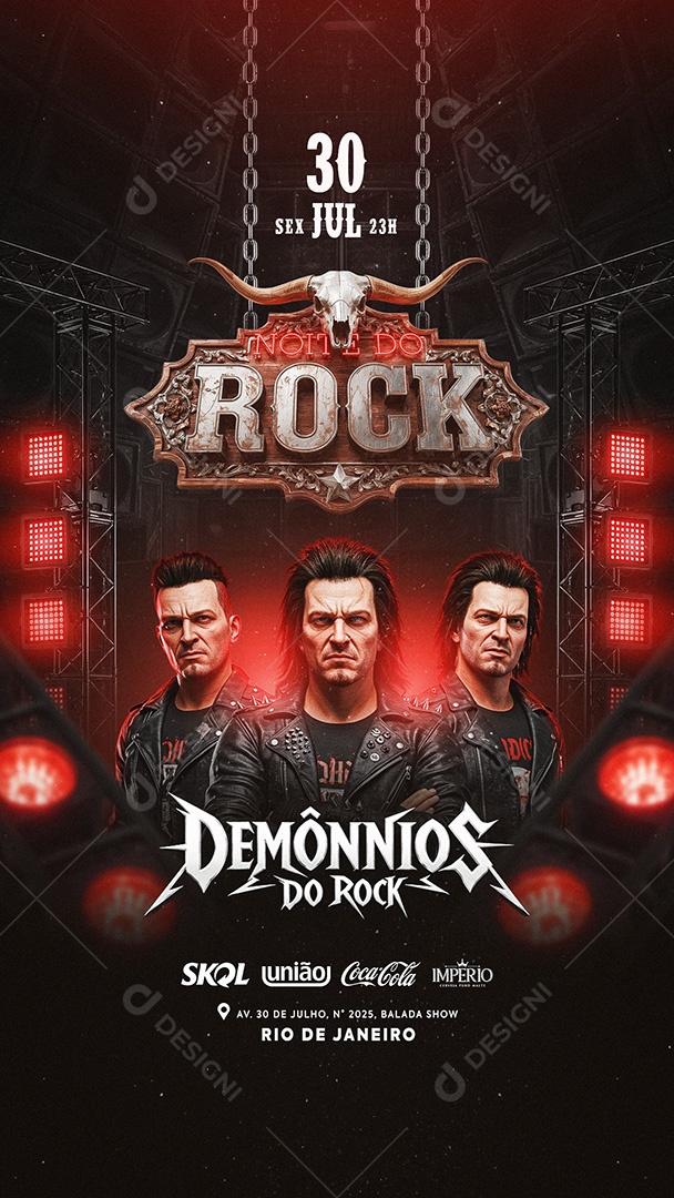 Flyer Story Noite do Rock Social Media Story PSD Editável