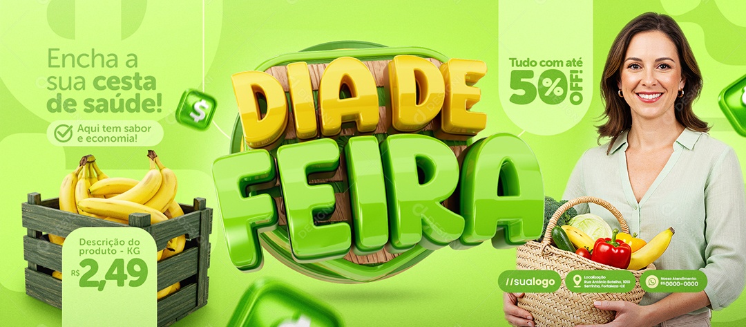 Banner Dia de Feira Banana Social Media PSD Editável