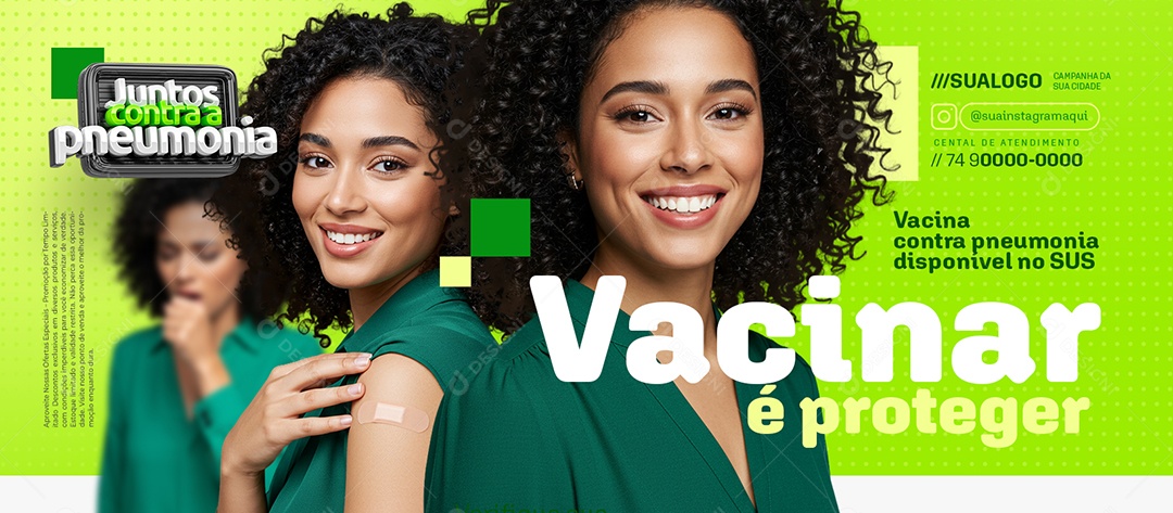 Banner Juntos Contra a Pneumonia Vacina é Proteger Social Media PSD Editável