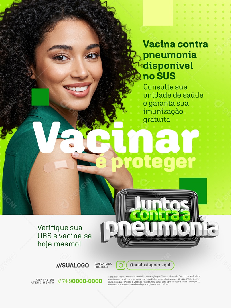 Juntos Contra a Pneumonia Vacina é Proteger Social Media PSD Editável