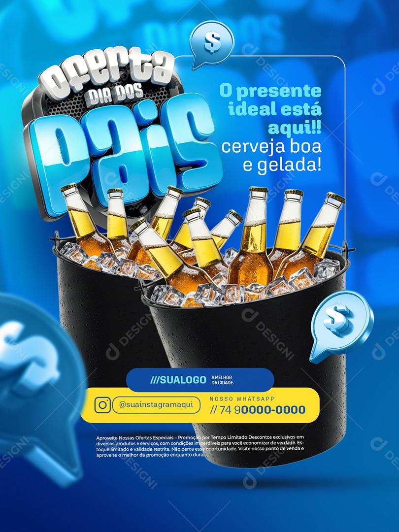 Oferta Dia dos Pais Cervejaria Cerveja Boa e Gelada Social Media PSD Editável
