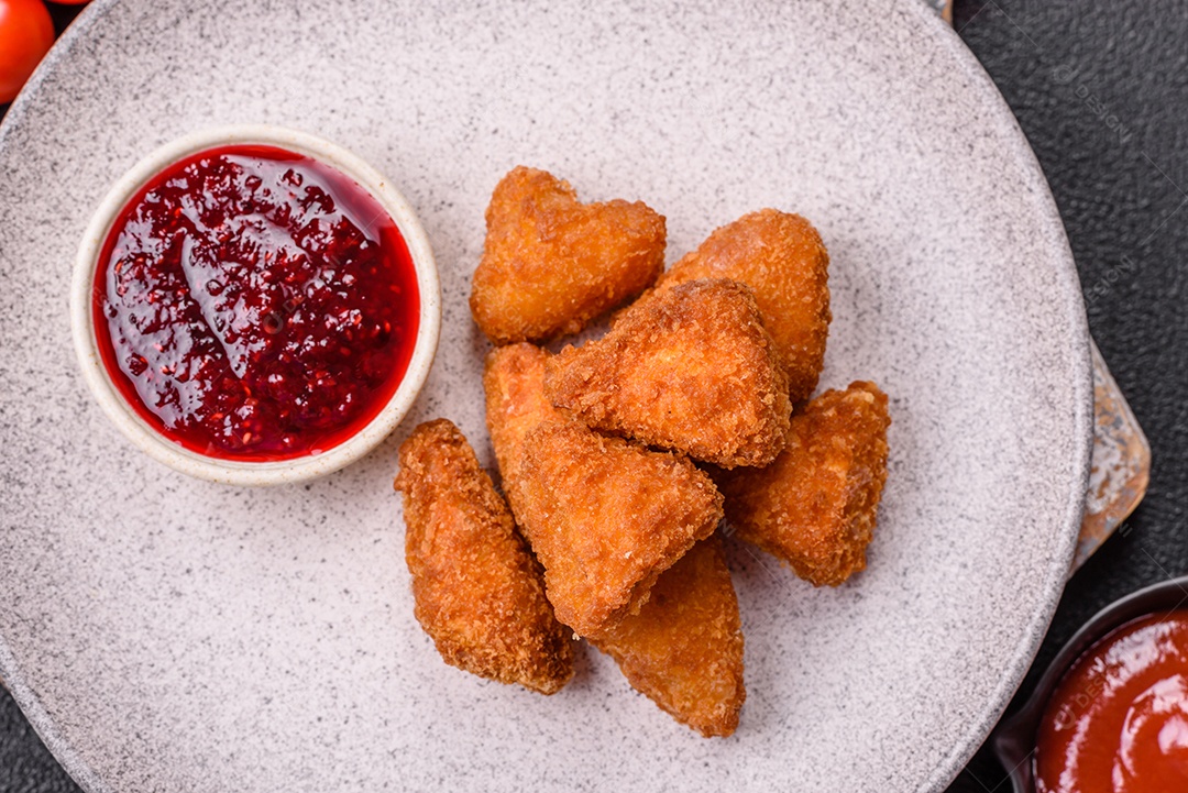 Imagem mostra nuggets de frango em um prato