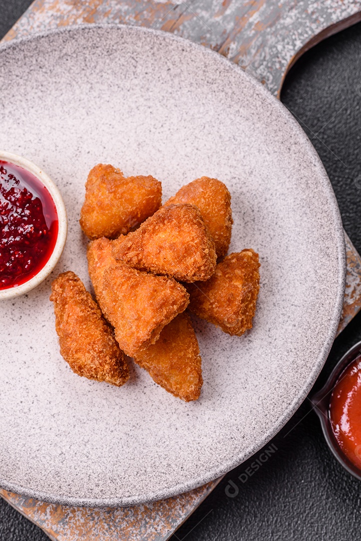 Imagem mostra nuggets de frango em um prato