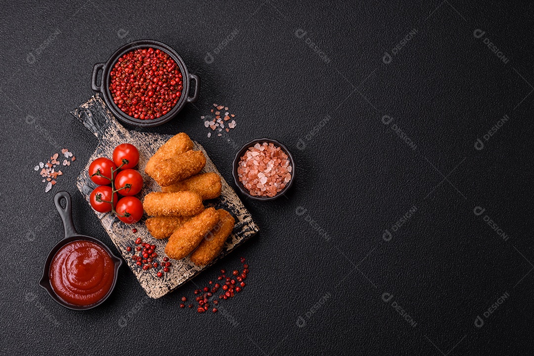 Imagem mostra palitos de frango empanados