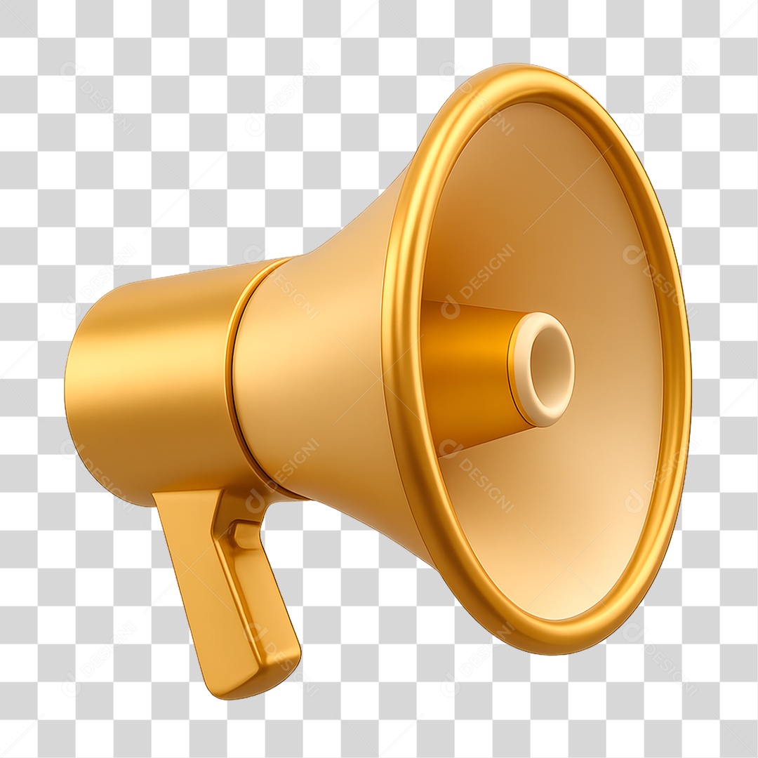 Megafone Dourado PNG Transparente