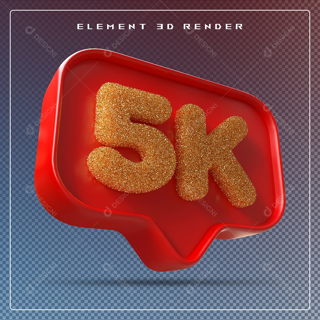 Ícone 3D Vermelho com 90K de Seguidores Elemento para Composição PSD