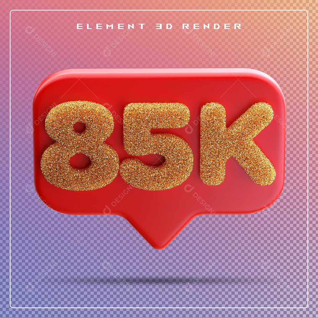 Ícone 3D Vermelho com 85K de Seguidores Elemento para Composição PSD