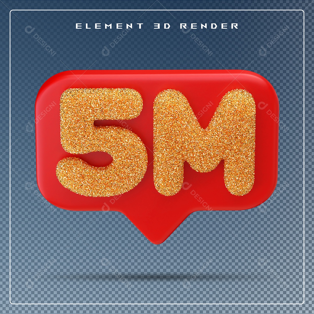 Ícone 3D Vermelho com 5M de Seguidores Elemento para Composição PSD