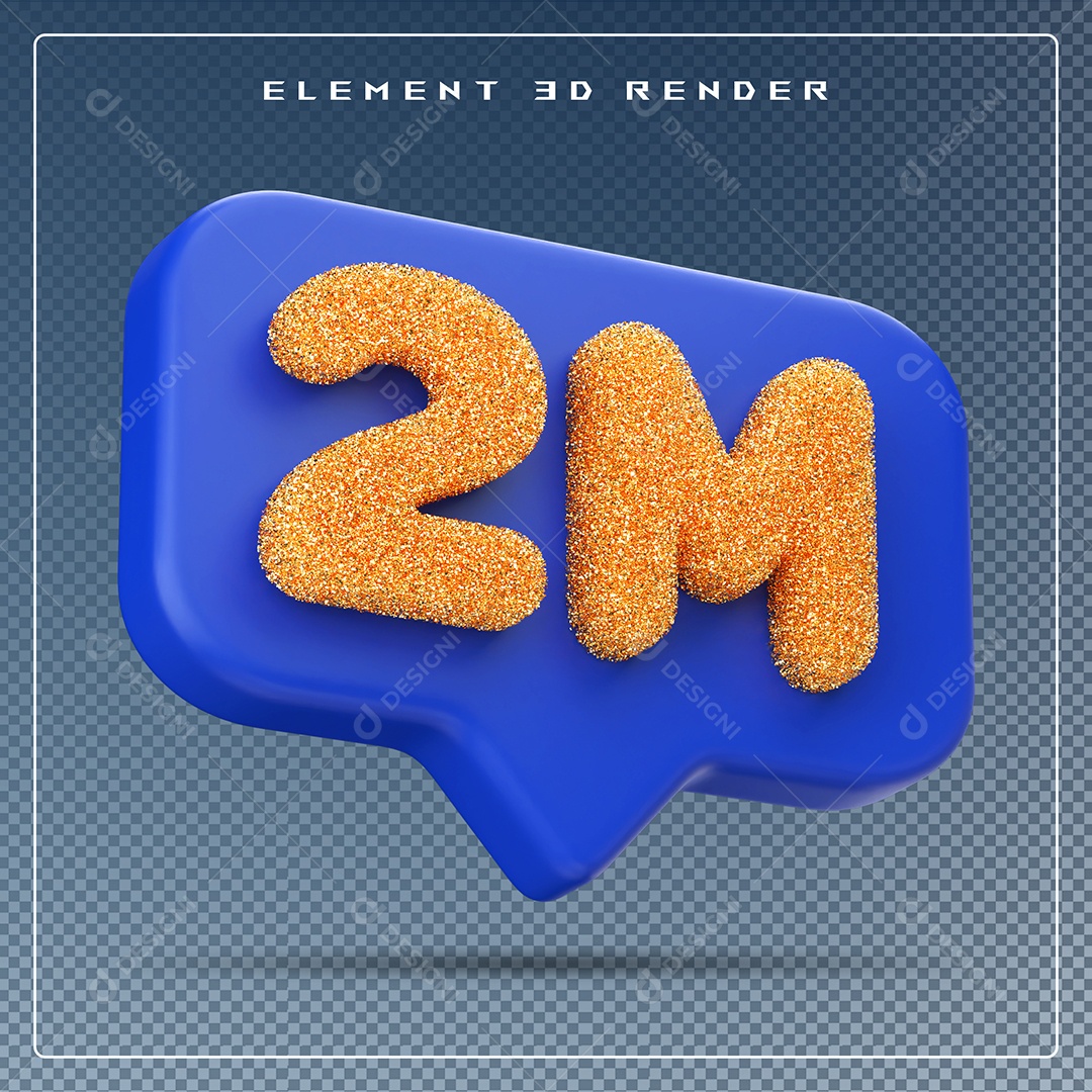Ícone 3D Azul com 2M de Seguidores Elemento para Composição PSD