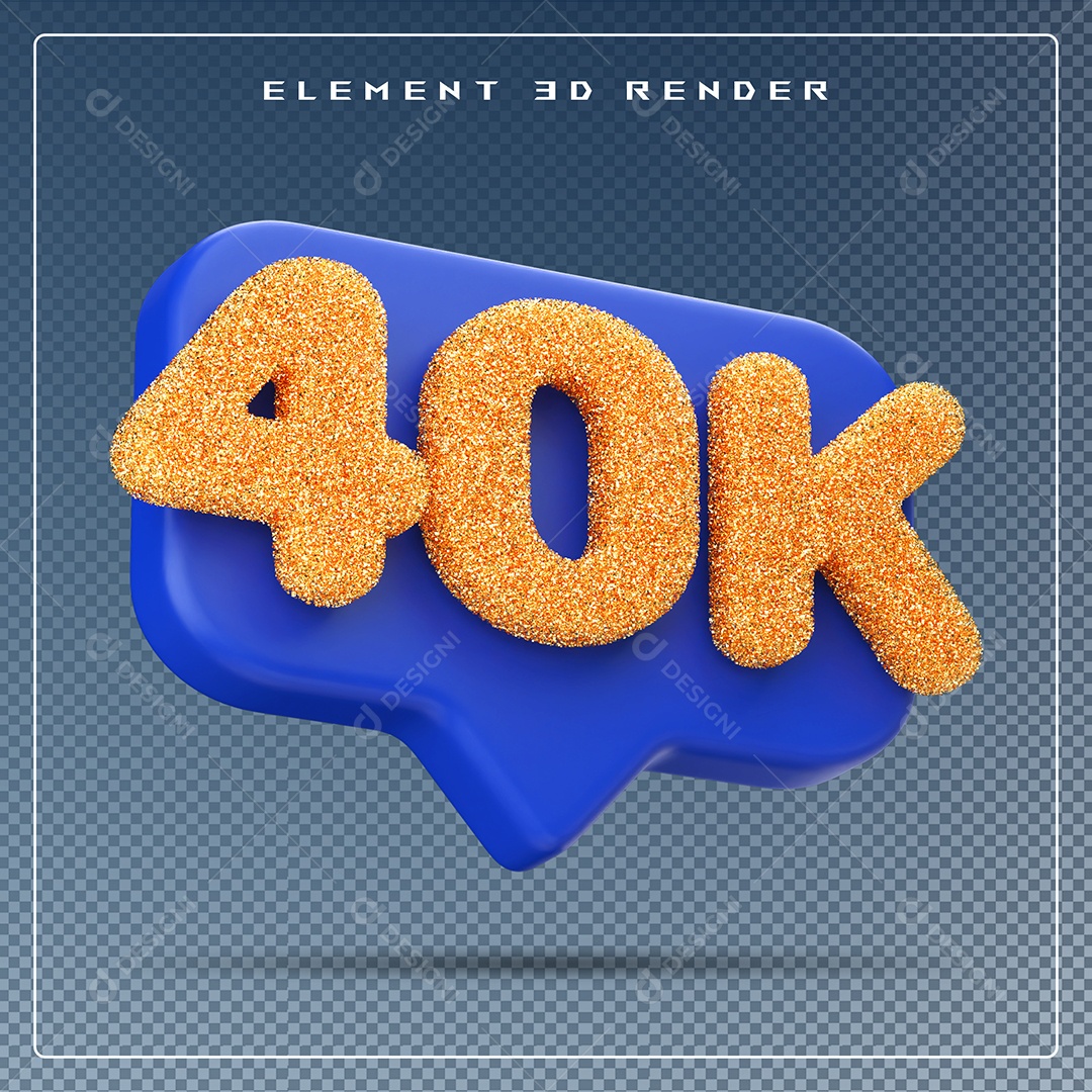 Ícone 3D Azul com 40K de Seguidores Elemento para Composição PSD