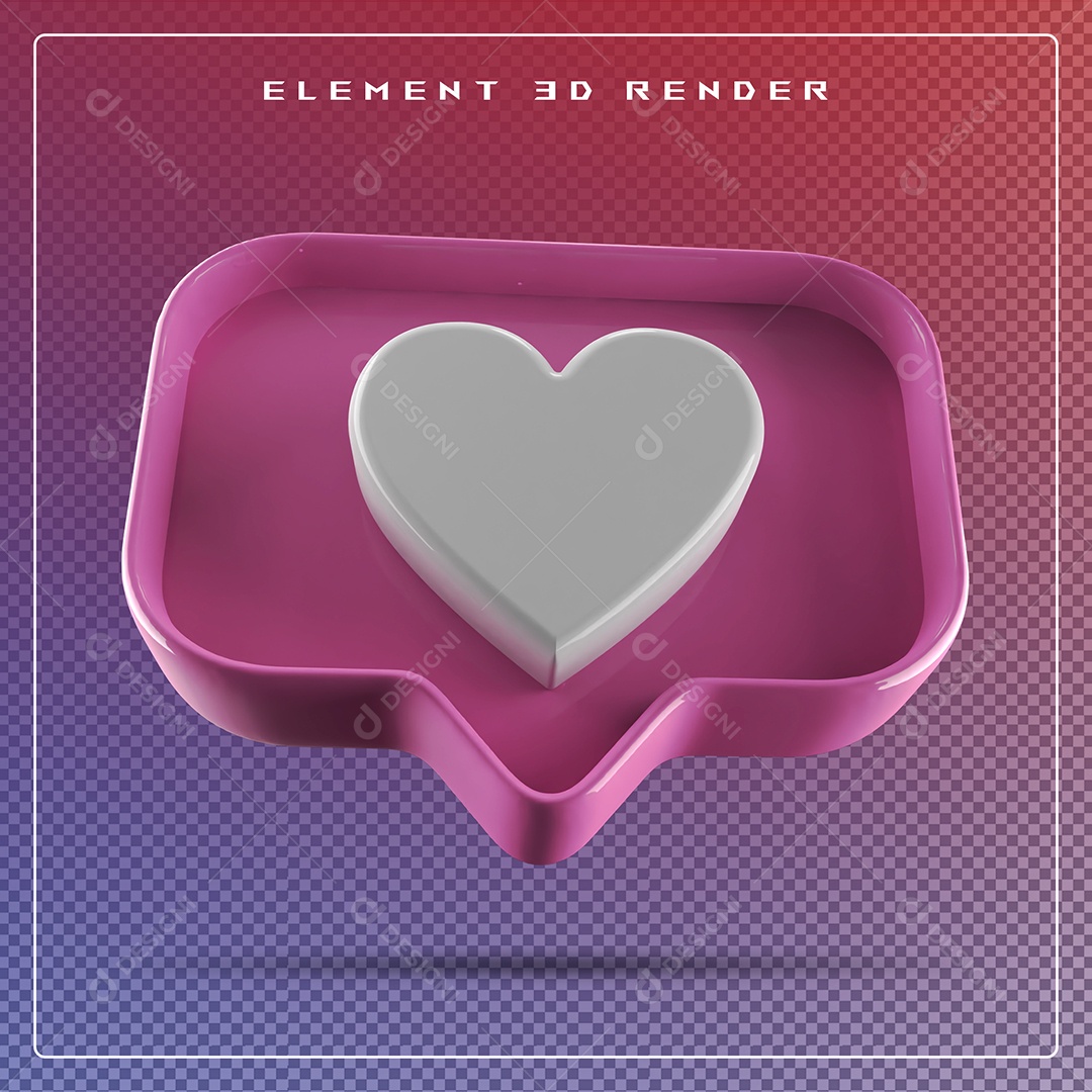 Ícone 3D Balão de Fala com Um Coração Elemento para Composição PSD