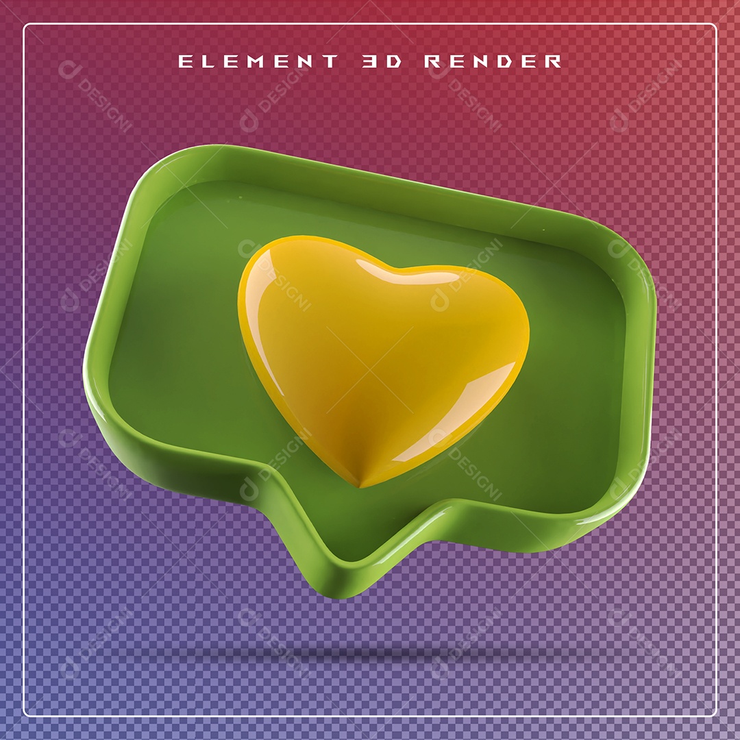 Ícone 3D Balão de Fala com Um Coração Elemento para Composição PSD