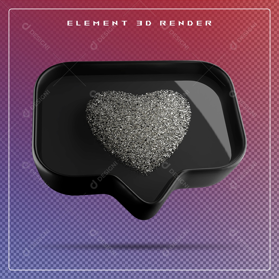 Ícone 3D Balão de Fala com Um Coração Elemento para Composição PSD