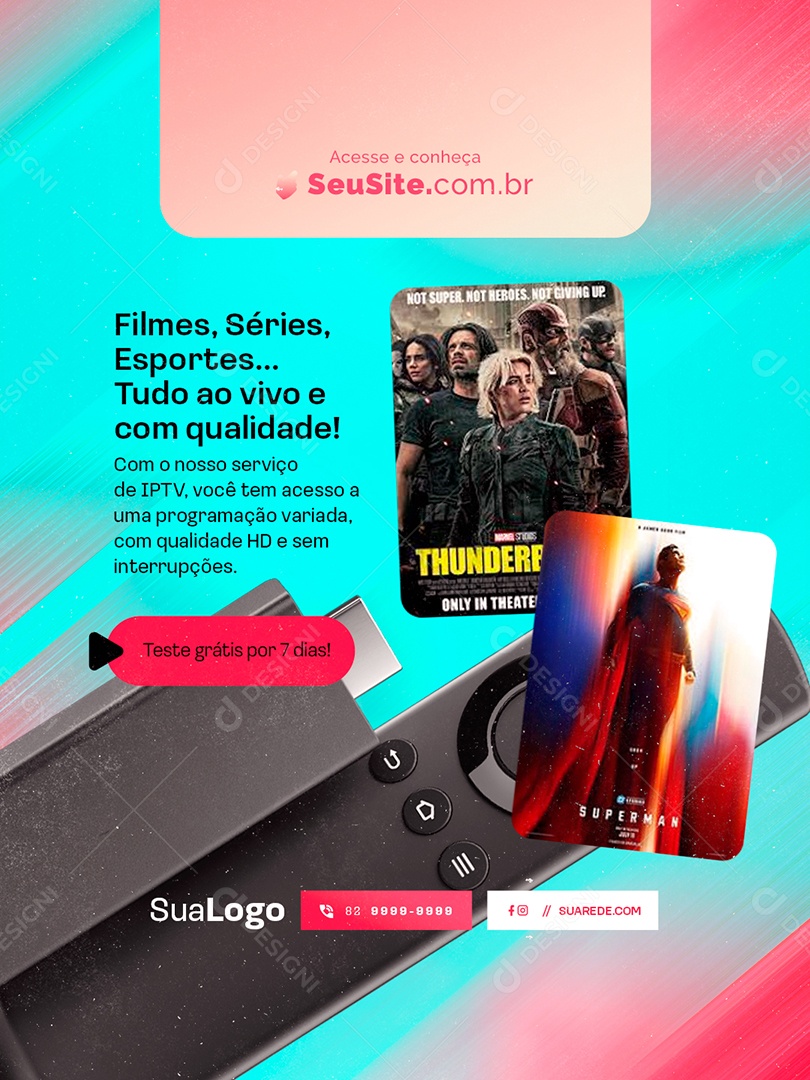 IPTV Filmes Séries Esportes Social Media PSD Editável