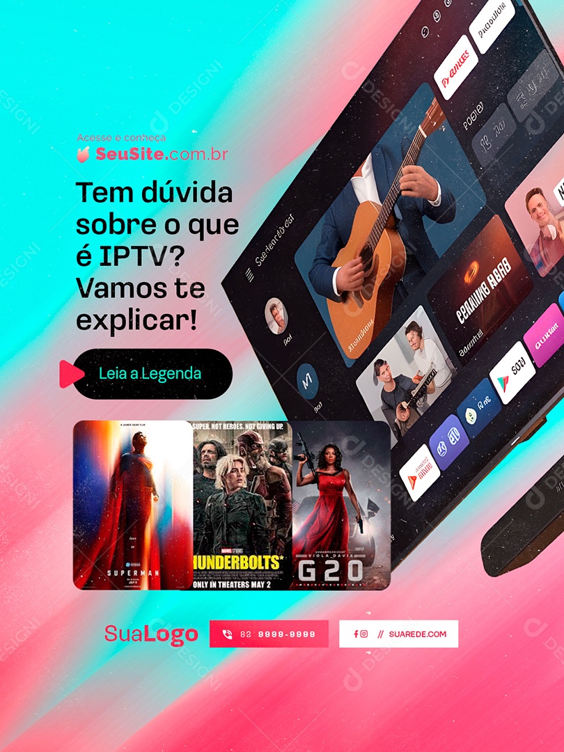 Social Media Tem Dúvida Sobre o Que é IPTV PSD Editável