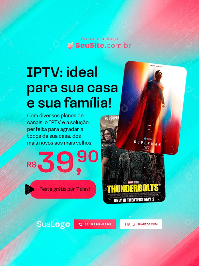 IPTV Teste Grátis Social Media PSD Editável