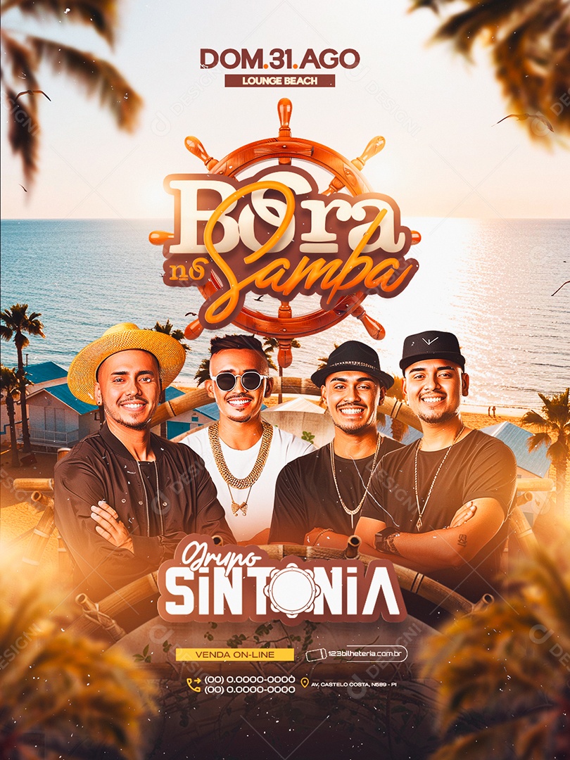 Flyer Bora no Samba Grupo Sintonia Social Media PSD Editável