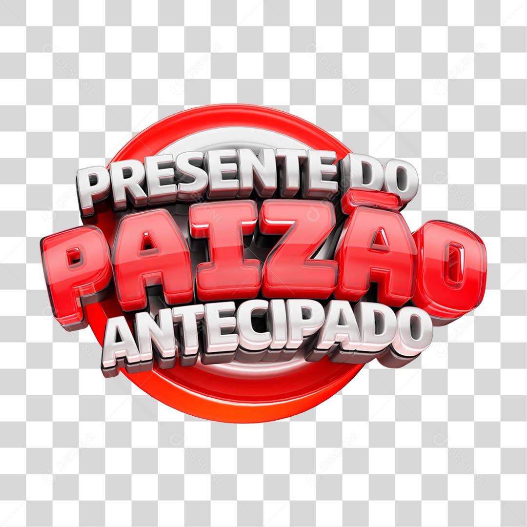 Selo 3D Presente do Paizão Antecipado PNG Transparente
