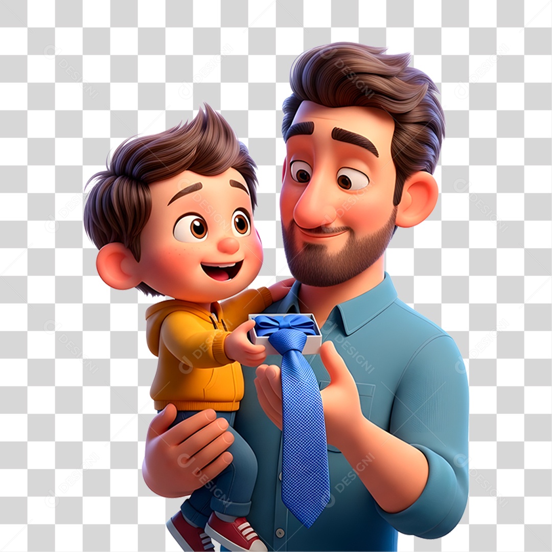 Personagem Pai e Filho com Gravata PNG Transparente