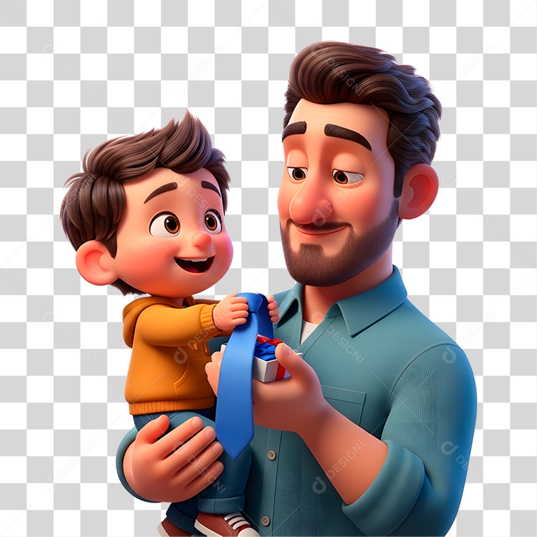 Personagem Pai e Filho com Gravata PNG Transparente