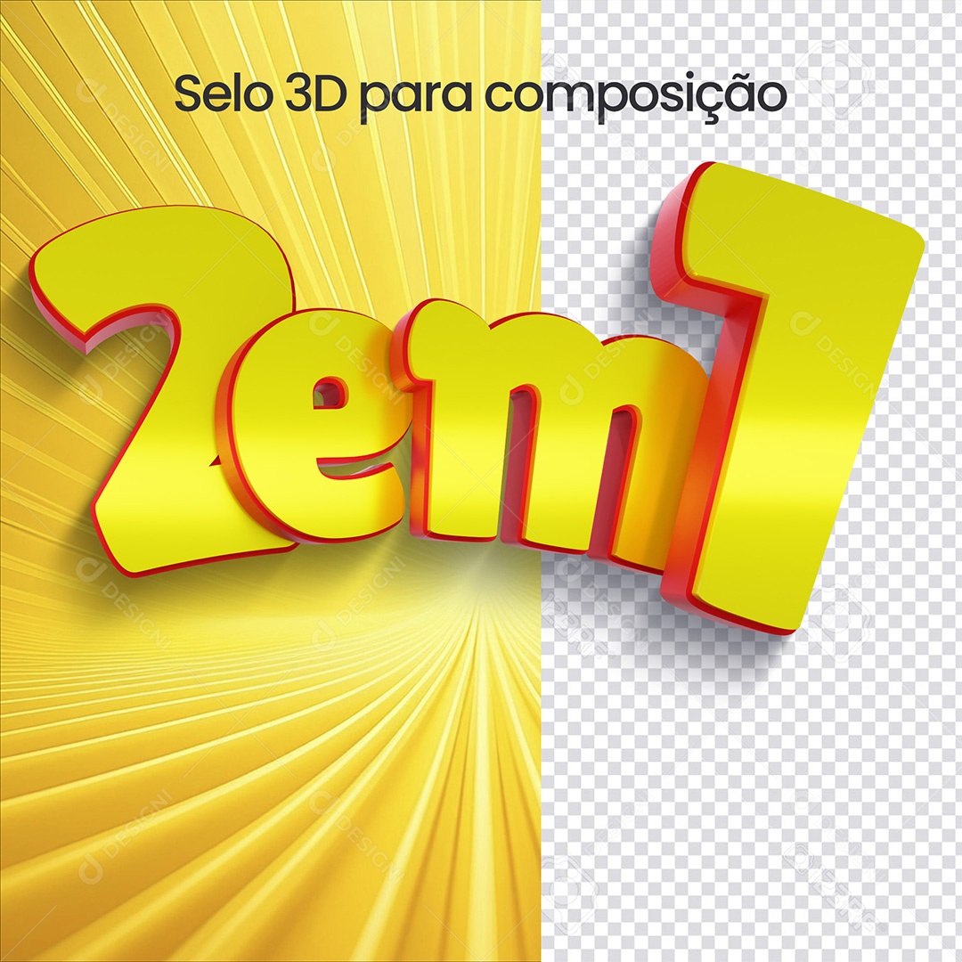 Promoção 2 em 1 Selo 3D para Composição PSD
