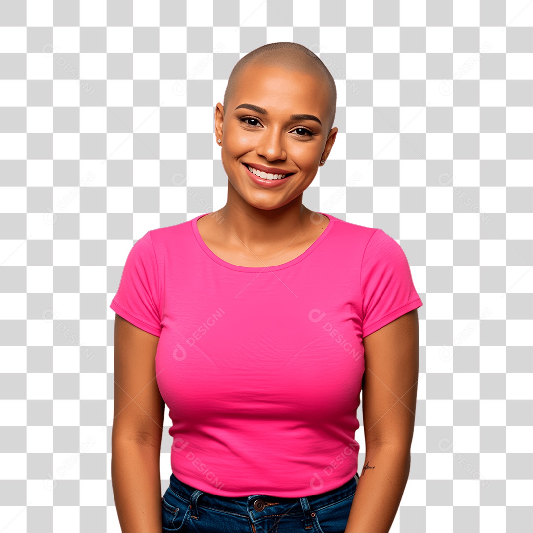 Mulher com Roupa Rosa Conscientização de Outubro Rosa PNG Transparente