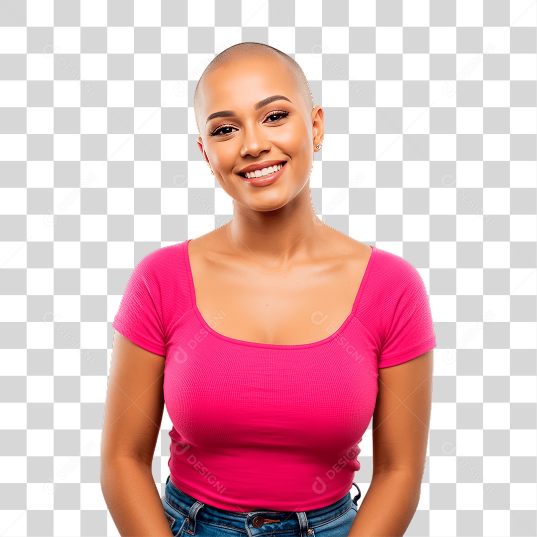 Mulher com Roupa Rosa Conscientização de Outubro Rosa PNG Transparente