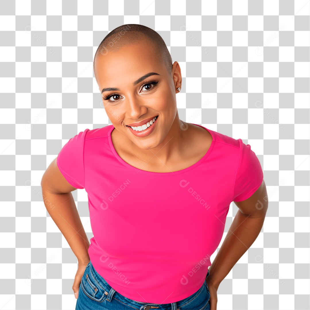 Mulher com Roupa Rosa Conscientização de Outubro Rosa PNG Transparente