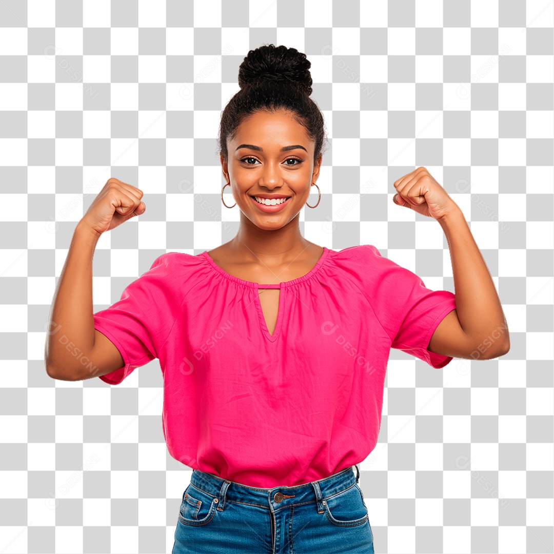 Mulher com Roupa Rosa Conscientização de Outubro Rosa PNG Transparente