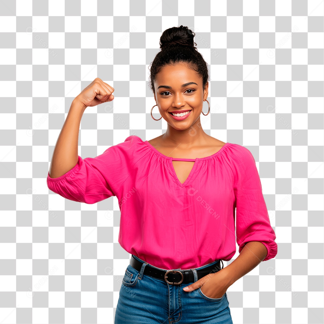 Mulher com Roupa Rosa Conscientização de Outubro Rosa PNG Transparente