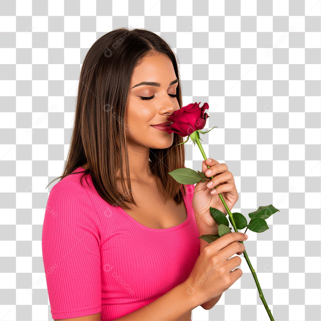 Mulher com Roupa Rosa Conscientização de Outubro Rosa PNG Transparente