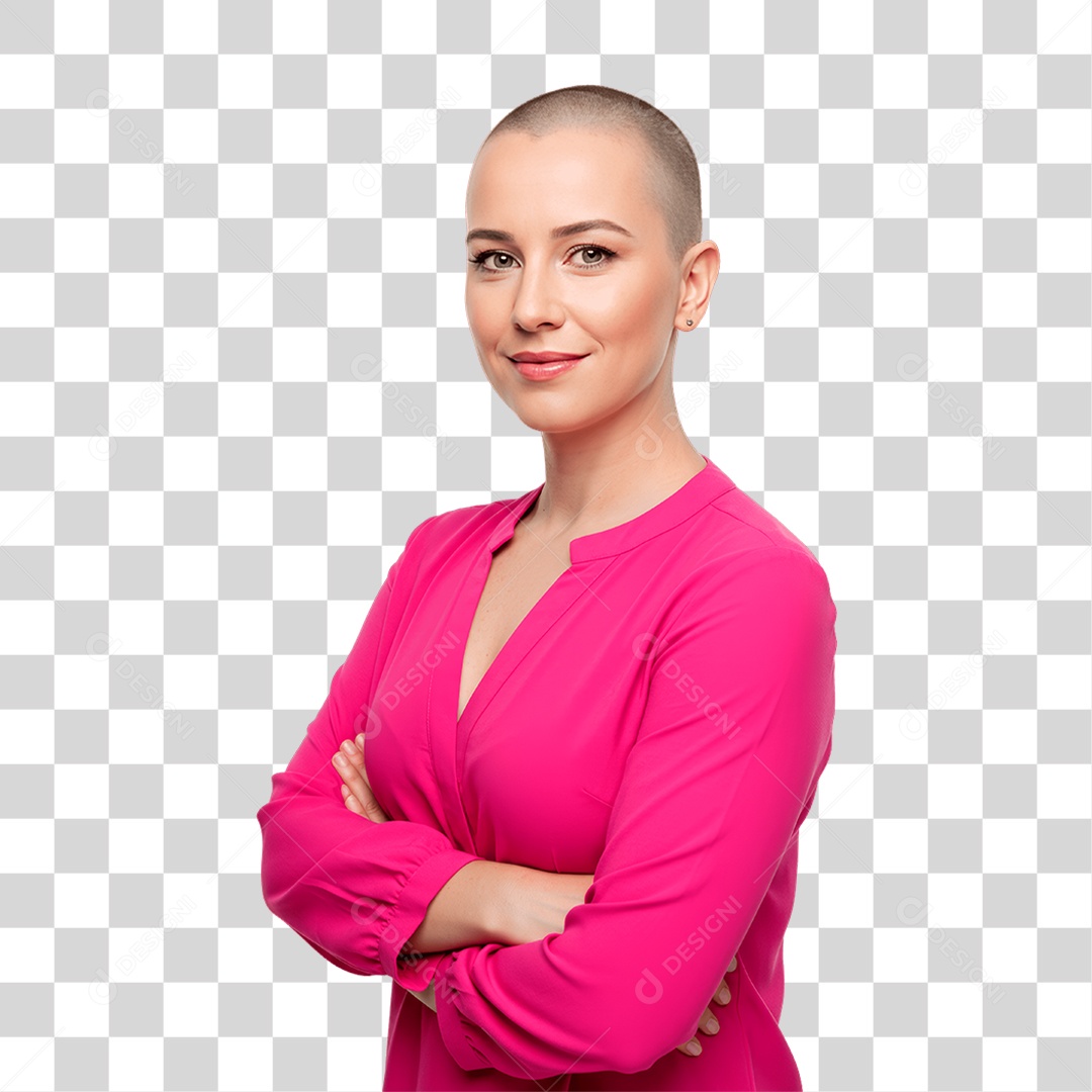 Mulher com Roupa Rosa Conscientização de Outubro Rosa PNG Transparente