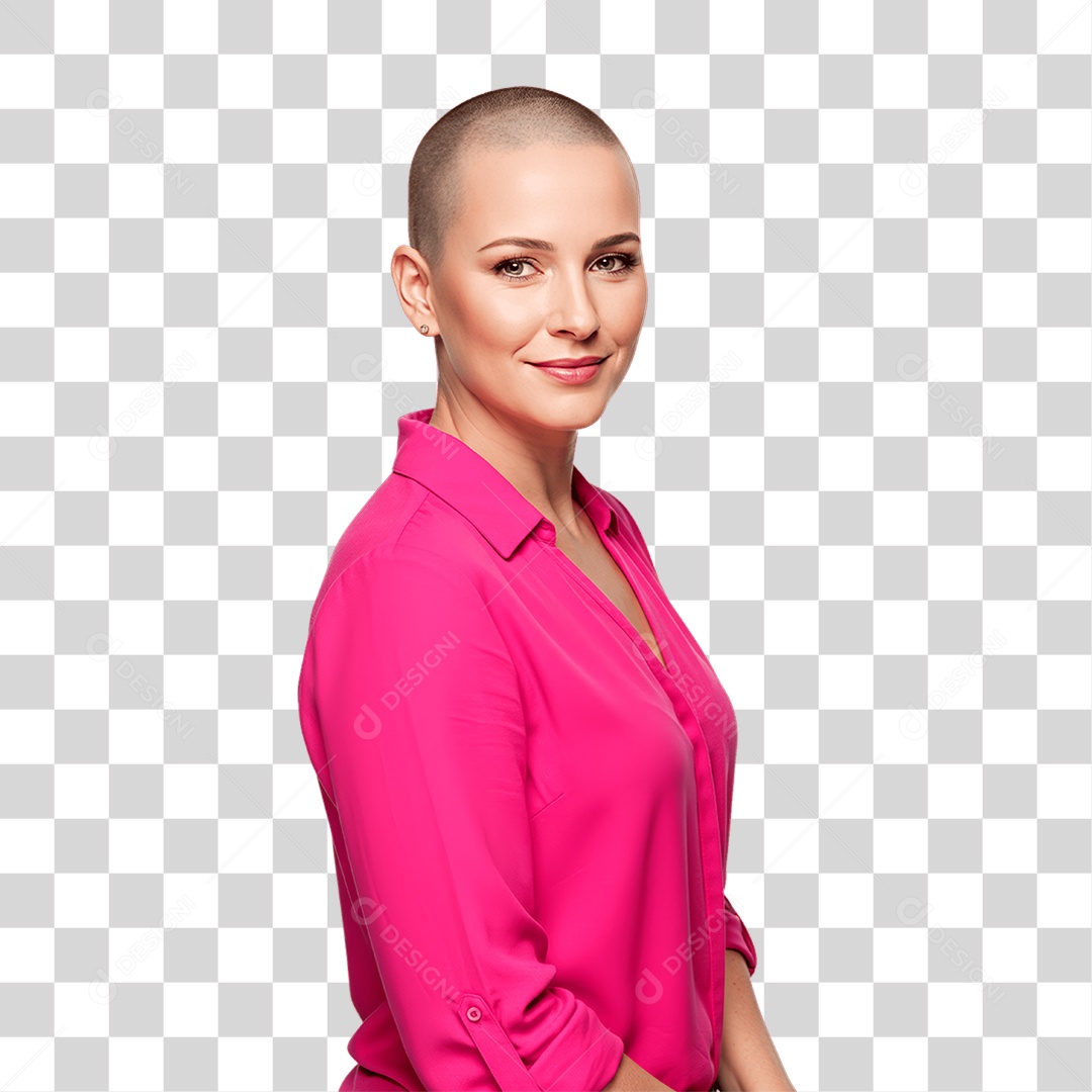 Mulher com Roupa Rosa Conscientização de Outubro Rosa PNG Transparente