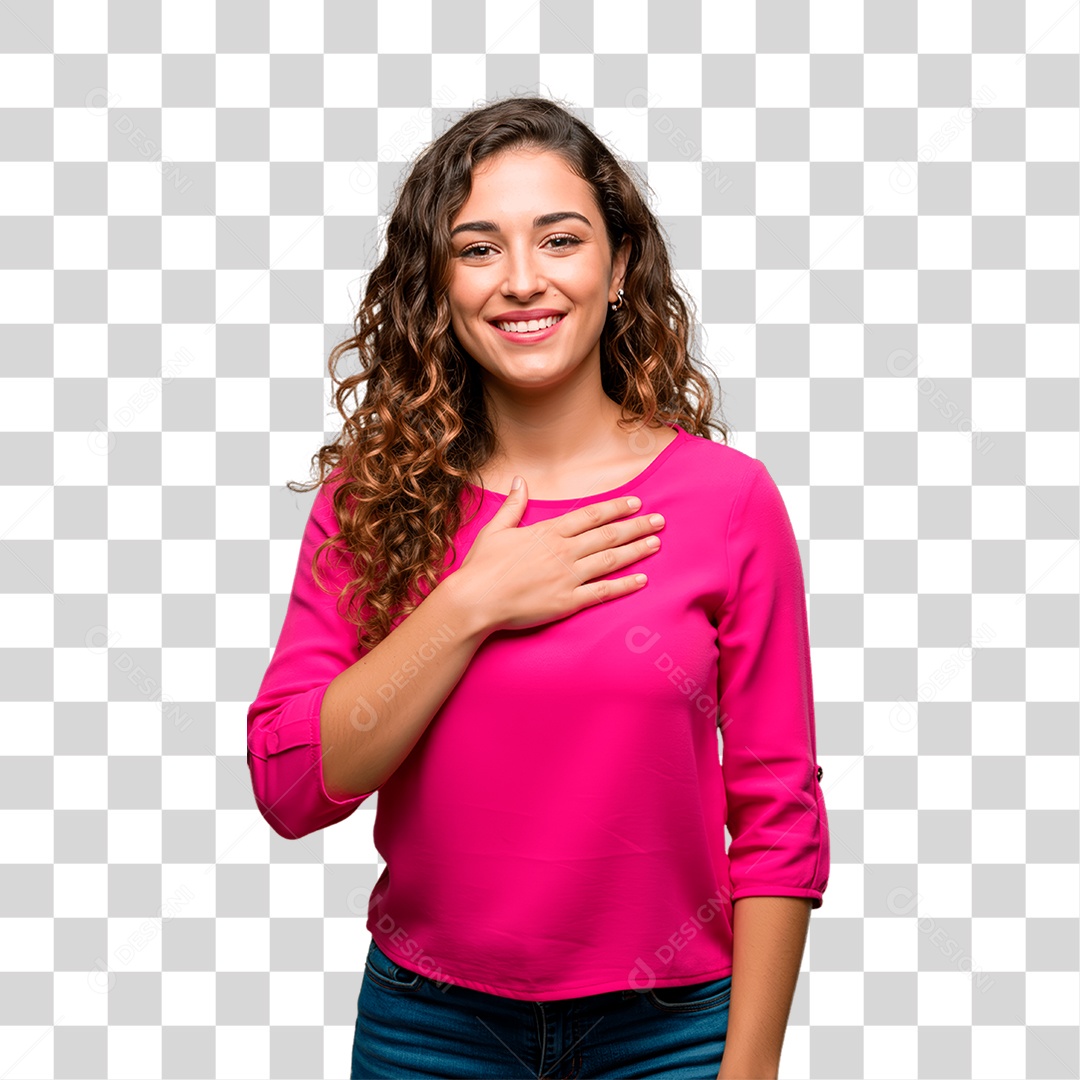Mulher com Roupa Rosa Conscientização de Outubro Rosa PNG Transparente
