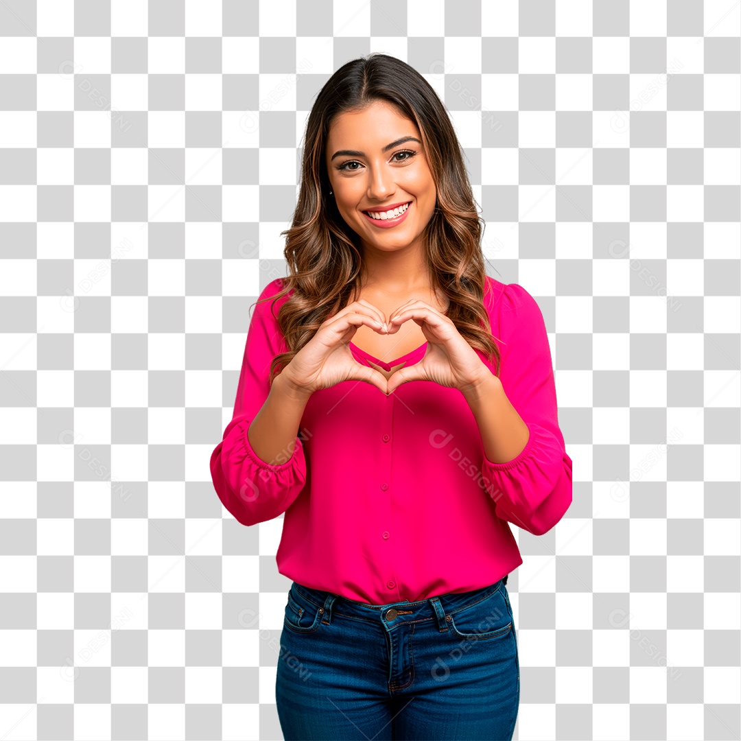 Mulher com Roupa Rosa Conscientização de Outubro Rosa PNG Transparente