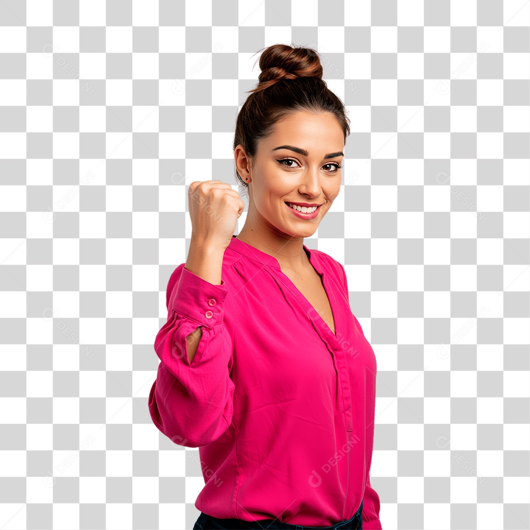 Mulher com Roupa Rosa Conscientização de Outubro Rosa PNG Transparente