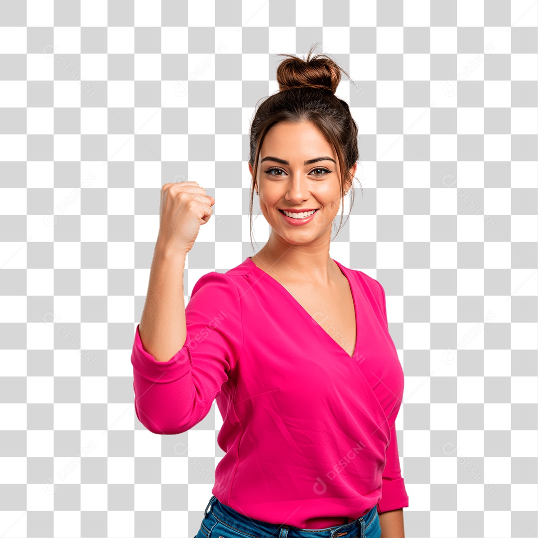 Mulher com Roupa Rosa Conscientização de Outubro Rosa PNG Transparente