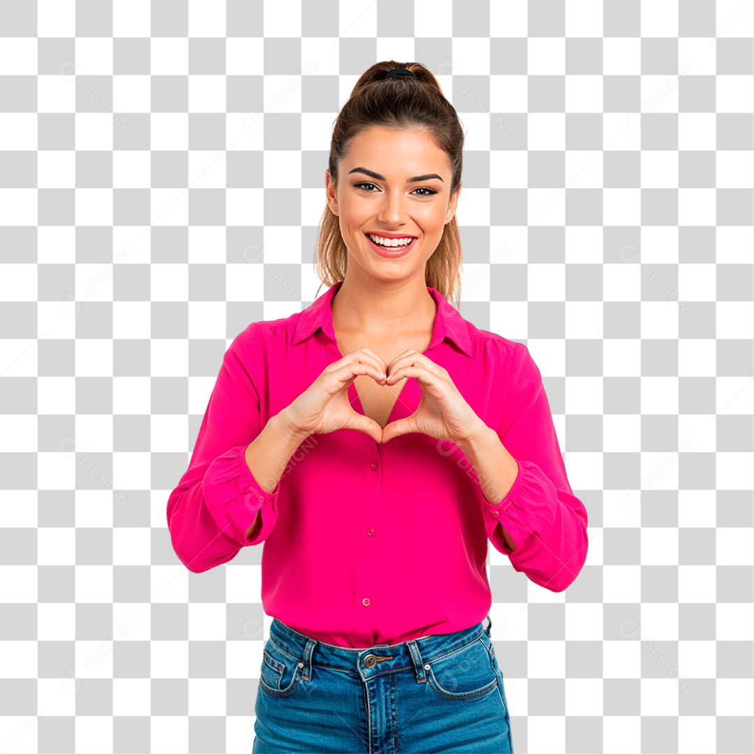 Mulher com Roupa Rosa Conscientização de Outubro Rosa PNG Transparente