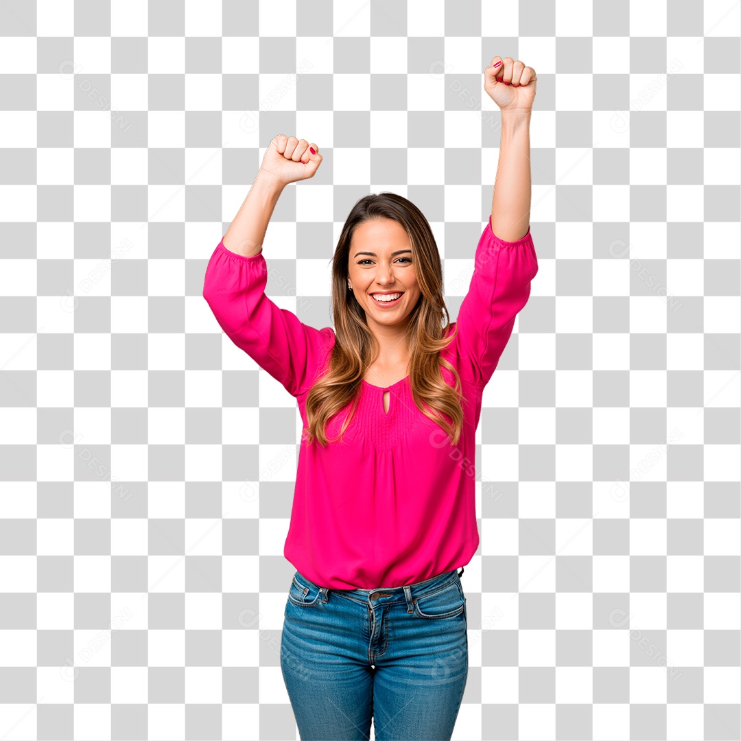 Mulher com Roupa Rosa Conscientização de Outubro Rosa PNG Transparente