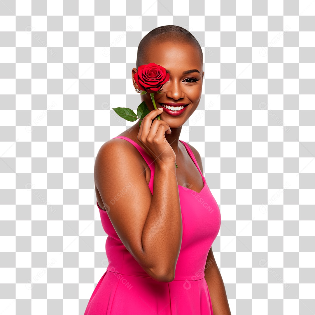 Mulher com Roupa Rosa Conscientização de Outubro Rosa PNG Transparente