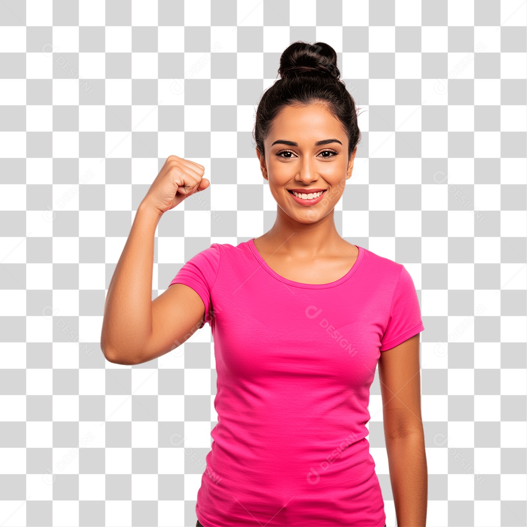 Mulher com Roupa Rosa Conscientização de Outubro Rosa PNG Transparente